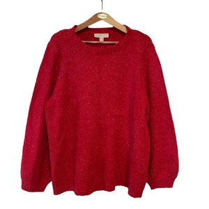 New‎ Michael Michael Kors 2X red metallic crew neck long sleeve holiday sweater